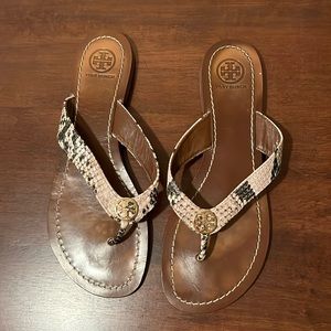 Tory Burch Snakeskin Flip Flops